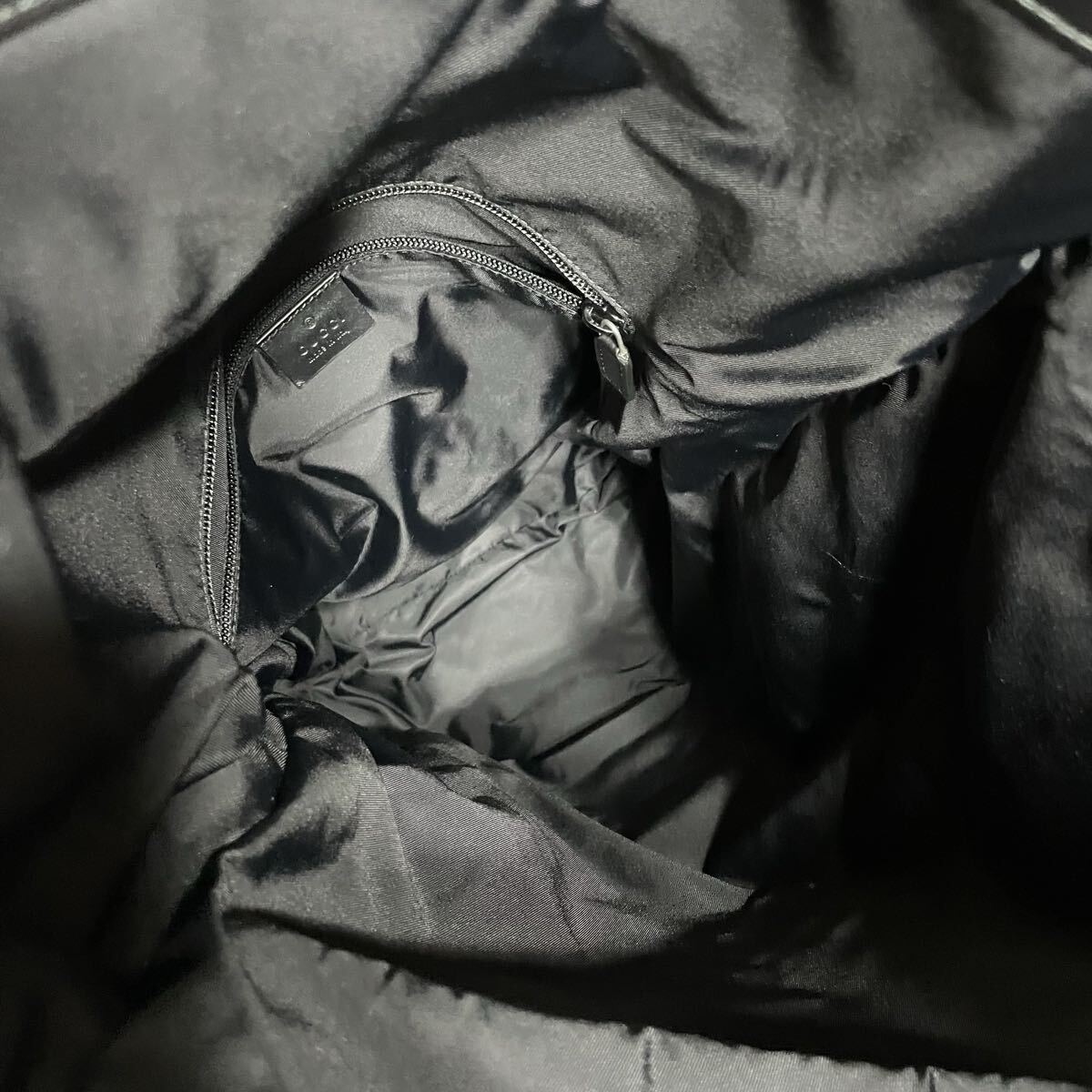 GUCCI グッチ シェリーライン バックパック デイパック リュックサック レザー リュック キャンバス ブラック レザー 大容量 _画像8