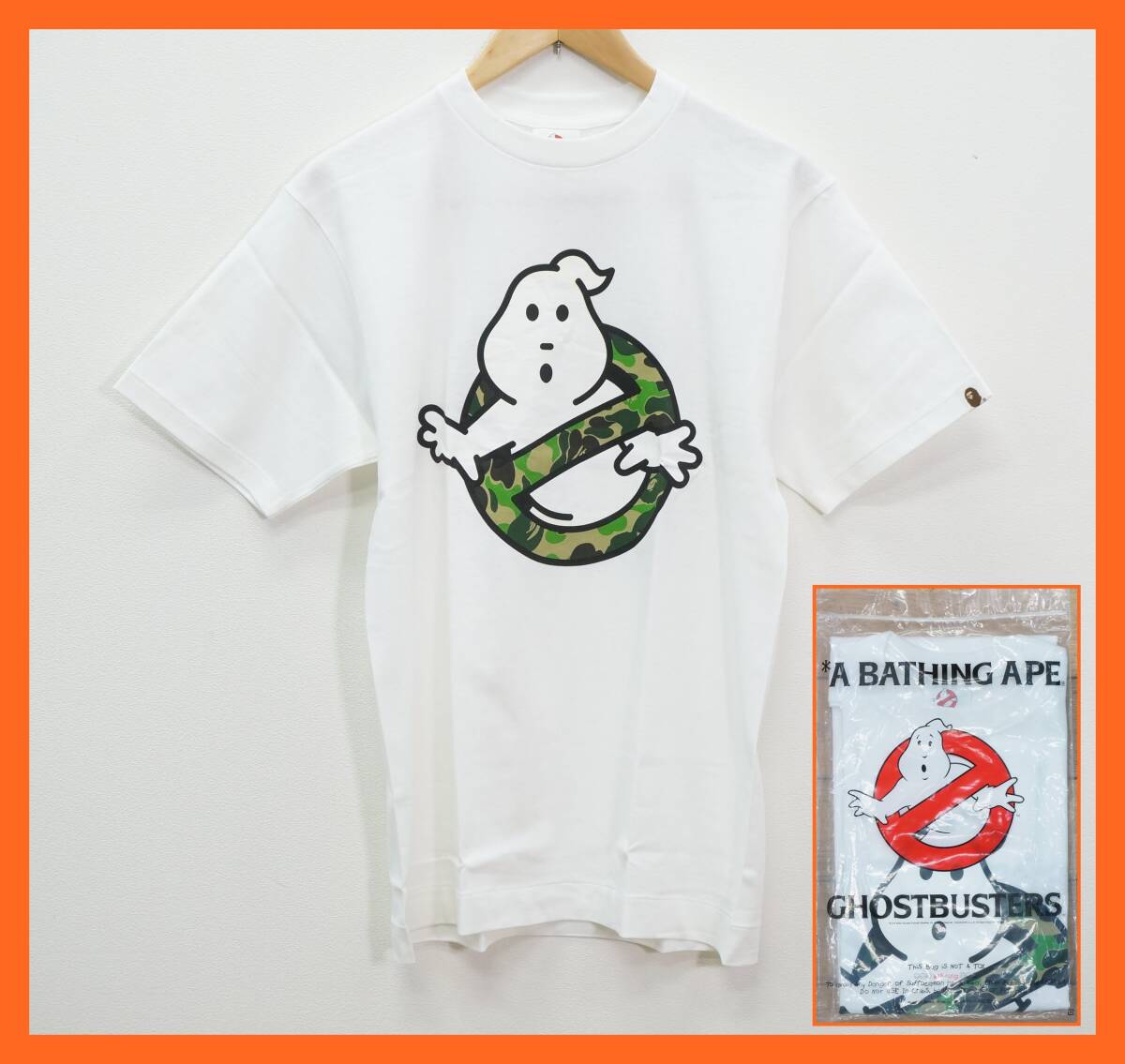 東ハ:未使用【BAPE X GHOSTBUSTERS/ア ベイシング エイプ】ゴーストバスターズ CAMO TEE M カモ柄 コラボＴシャツ ベイプ ★送料無料★_画像1