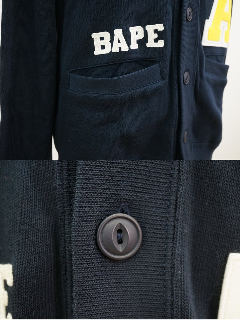 東ハ:未使用【ア ベイシング エイプ】A BATHING APE CLASSIC BAPE CARDIGAN コットン100% M カーディガン ベイプ ★送料無料★_画像4