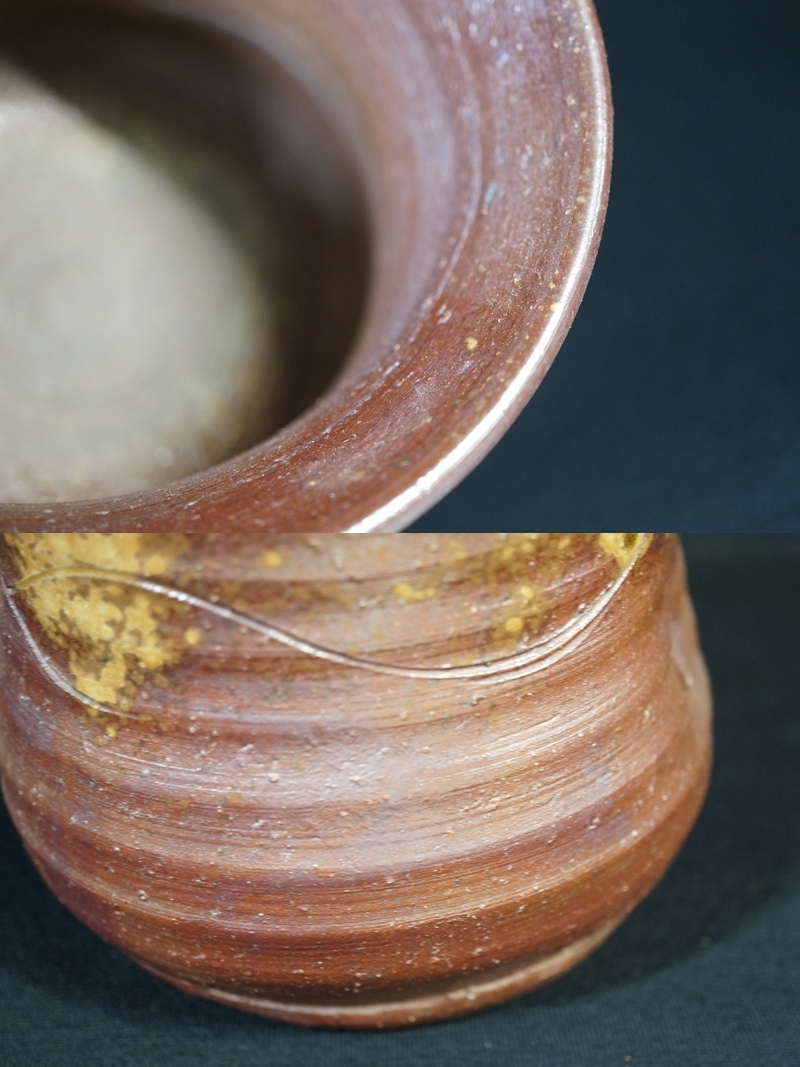  восток - :[ Bizen .]. ввод . гора структура сосуд для воды для чайной церемонии . печать . чайная посуда Okayama префектура традиция изделие прикладного искусства * бесплатная доставка *