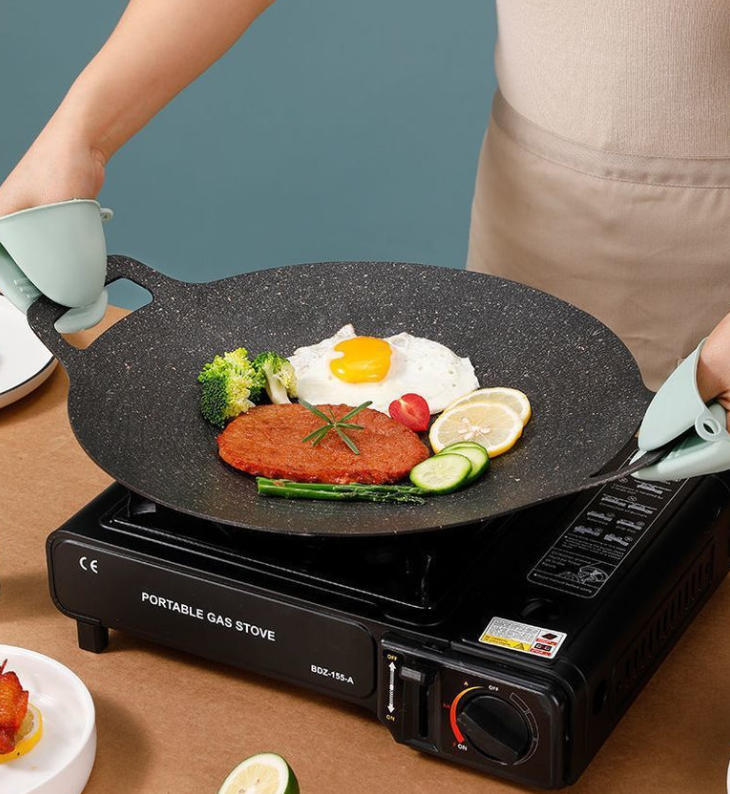 グリドル グリルパン アウトドア キャンプ 調理器具 バーベキュー 焼肉 鉄板 キャンプ 軽量 ガス 直径30cm　jn0004　_画像3