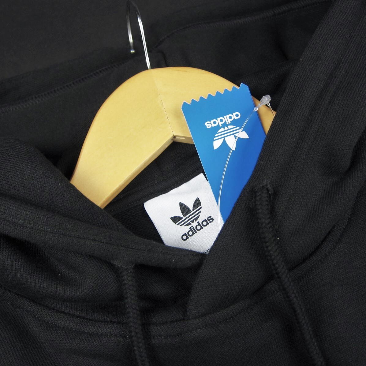 新品 ★ adidas originals アディダス オリジナルス フレンチテリー トレフォイル パーカー フーディー T96/956黒/XO【2XL】_画像2