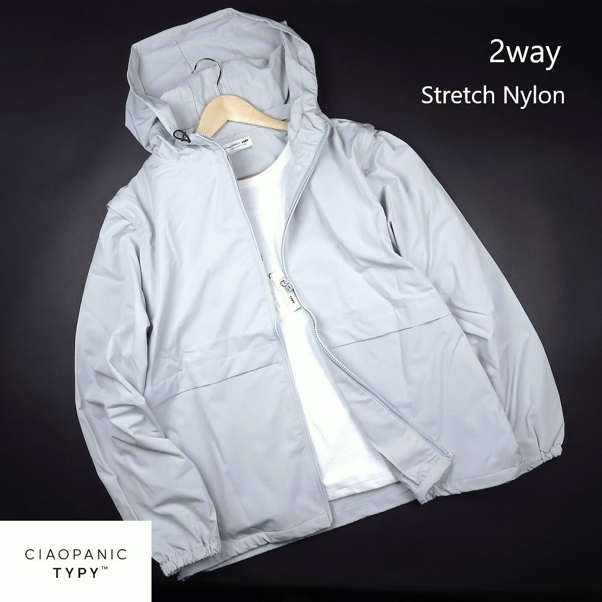 新品 ■ チャオパニック CIAOPANIC TYPY 2way ナイロンフードジャケット 304A5/灰/【L】¥7,700_画像8