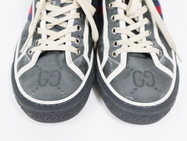 グッチ GUCCI TENNIS 1977 GG グレー ハイカットスニーカー サイズ8 27.0cm メンズ 【中古】靴