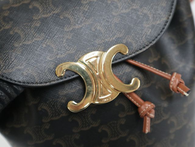 セリーヌ CELINE ボニー バックパック トリオンフキャンバス & カーフスキン タン 極上美品 【中古】 リュック バッグ_画像3