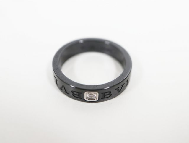 ブルガリ BVLGARI ブルガリブルガリ ダブルロゴ ブラックセラミック ダイヤモンド 750WG #59 4.2g メンズ 【中古】リング_画像2
