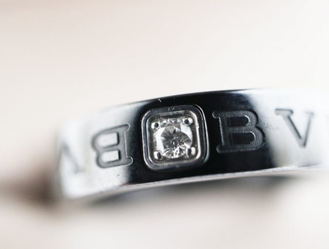 ブルガリ BVLGARI ブルガリブルガリ ダブルロゴ ブラックセラミック ダイヤモンド 750WG #59 4.2g メンズ 【中古】リング_画像6