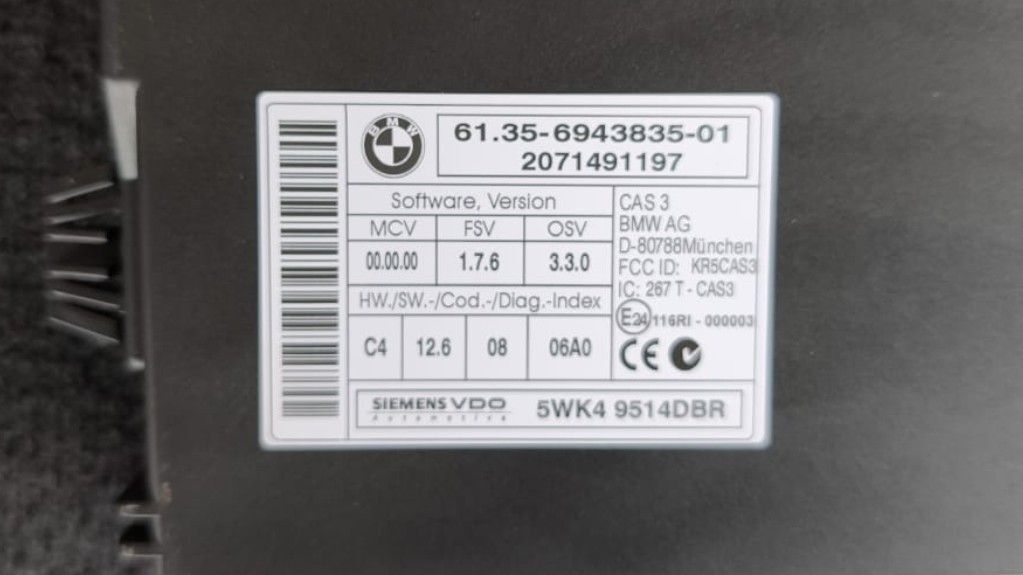 BMW 5シリーズ E60 E61 等 CAS3 コントロールユニット モジュール コンピューター 61356943835 5WK4 9514DBR 動作OK_画像2