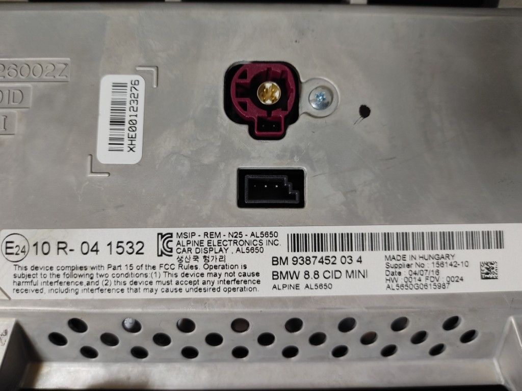 BMW ミニ MINI ワン DBA-XM12 F55 F56 F54 F57 F60 純正 セントラル情報ディスプレイ モニター 9387452 動作OK　y494_画像8