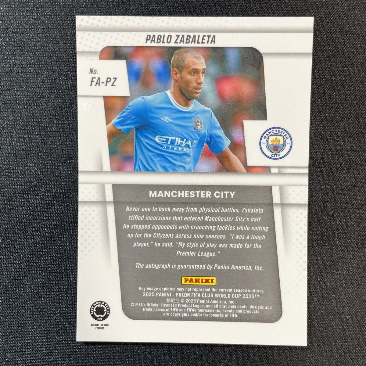 2025 Panini Prizm FIFA Club World Cup Pablo Zabaleta Auto Manchester City автограф автограф карта pabro* скумбиря reta
