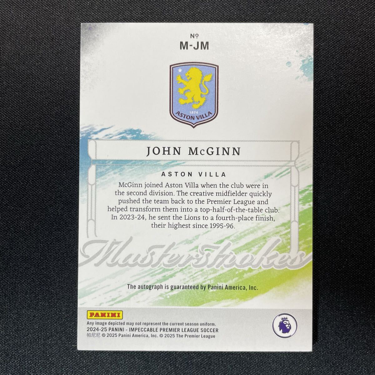 2024-25 Panini Impeccable EPL Masterstrokes John McGinn Auto Aston Villa /49 直筆サインカード ジョン・マッギン_画像2