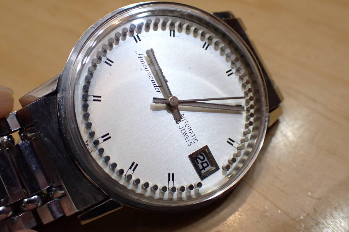 希少 ブローバ/BULOVA アンバサダー ◆ 変わり文字盤 マイクロローター 自動巻き アンティーク メンズ腕時計_画像9