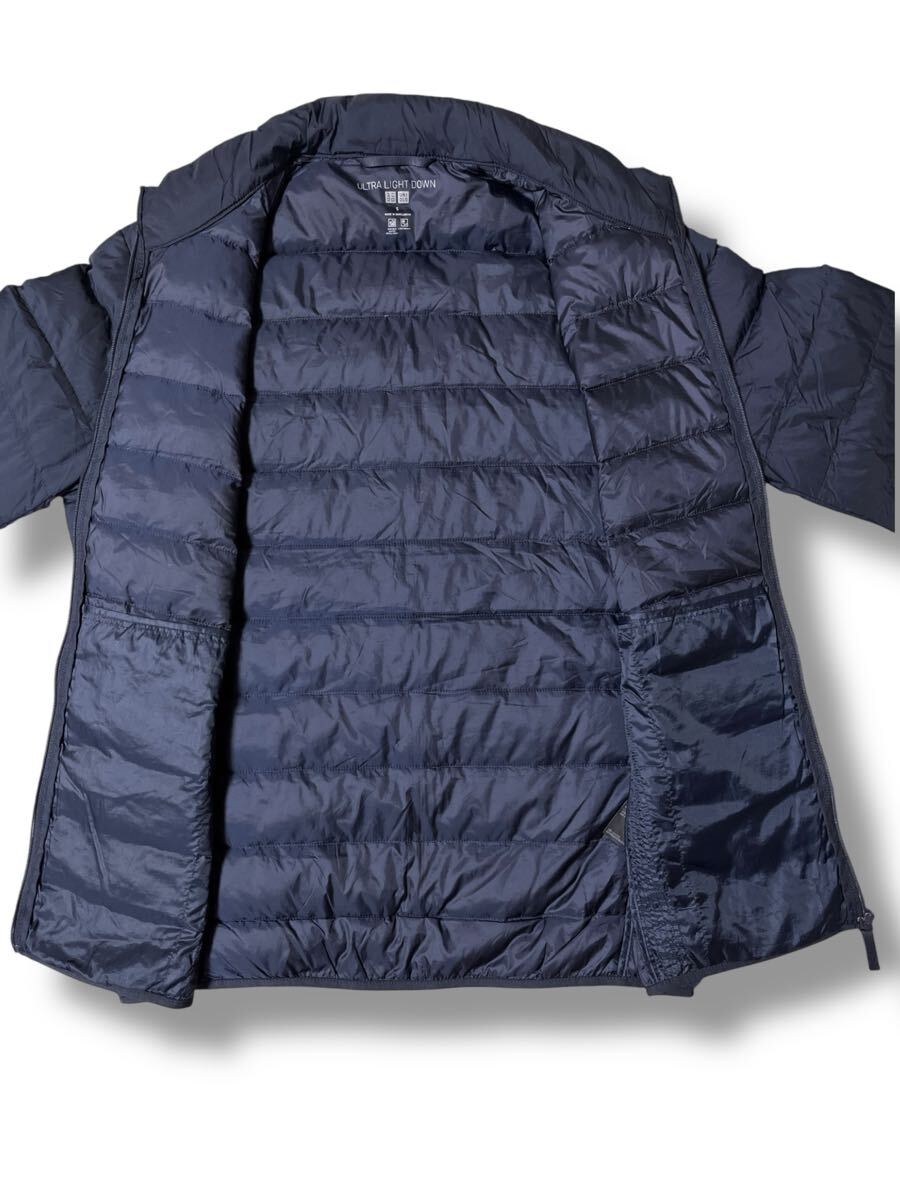 UNIQLO ウルトラライトダウンジャケット 襟あり ネイビー S ●洗濯プレス済●ネコポス可● ユニクロ 中わた ダウン インナー 紺色 古着/698_画像6
