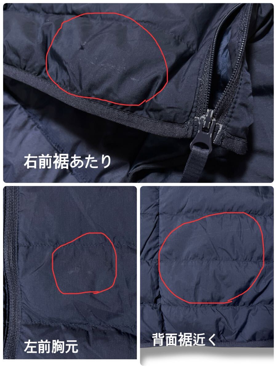 UNIQLO ウルトラライトダウンジャケット 襟あり ネイビー S ●洗濯プレス済●ネコポス可● ユニクロ 中わた ダウン インナー 紺色 古着/698_画像7