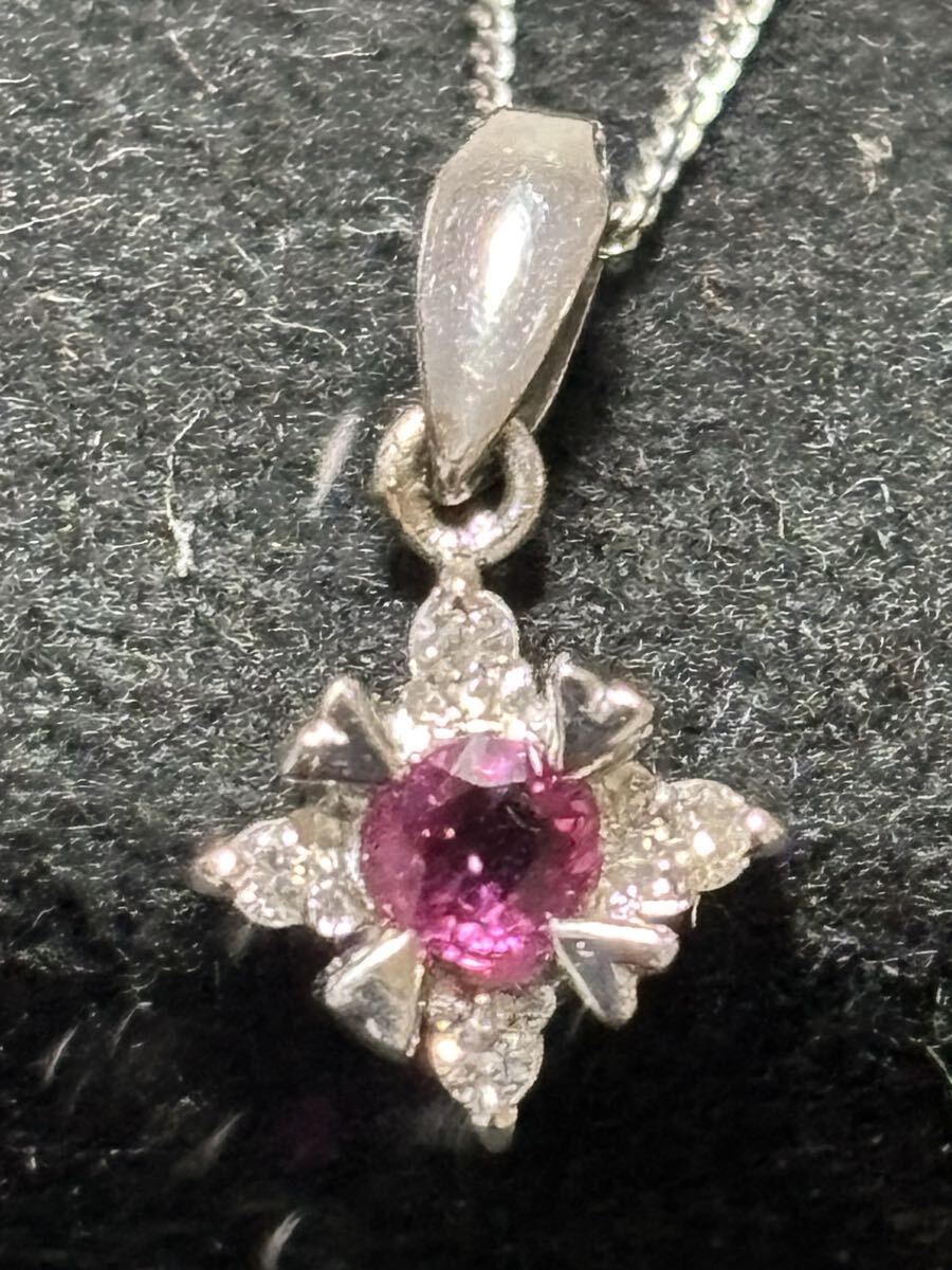 Pt850 Pt900 プラチナ ネックレス 石付き 約40cm アクセサリー_画像5