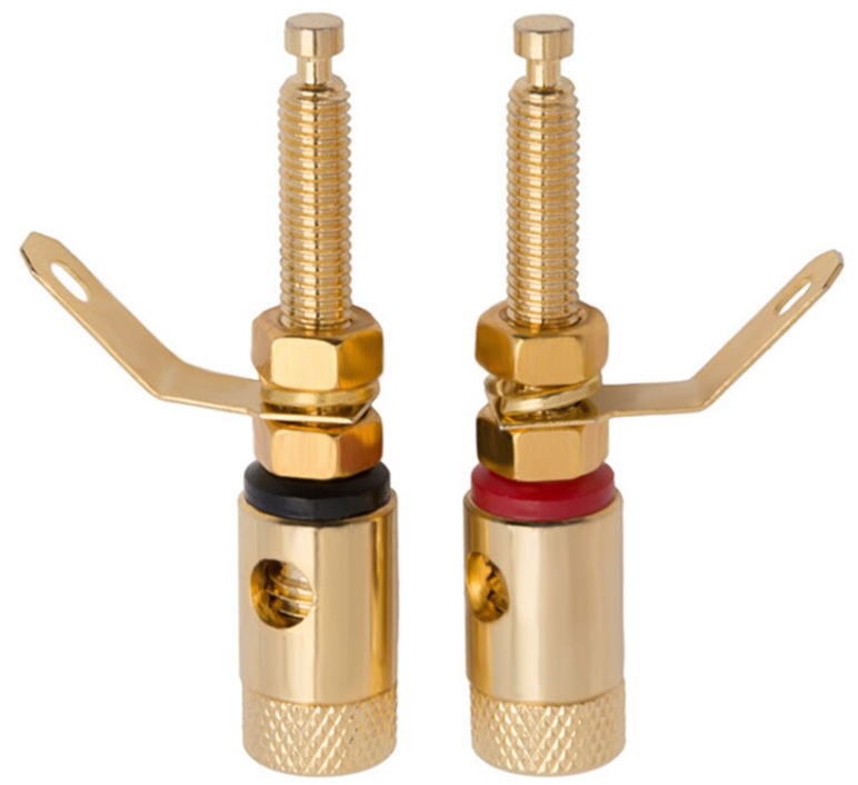 2セット★送料無料★特価*スピーカーターミナル LONGロング 赤+黒 4個セット 新品 バナナプラグ対応 スピーカーポスト/_画像2