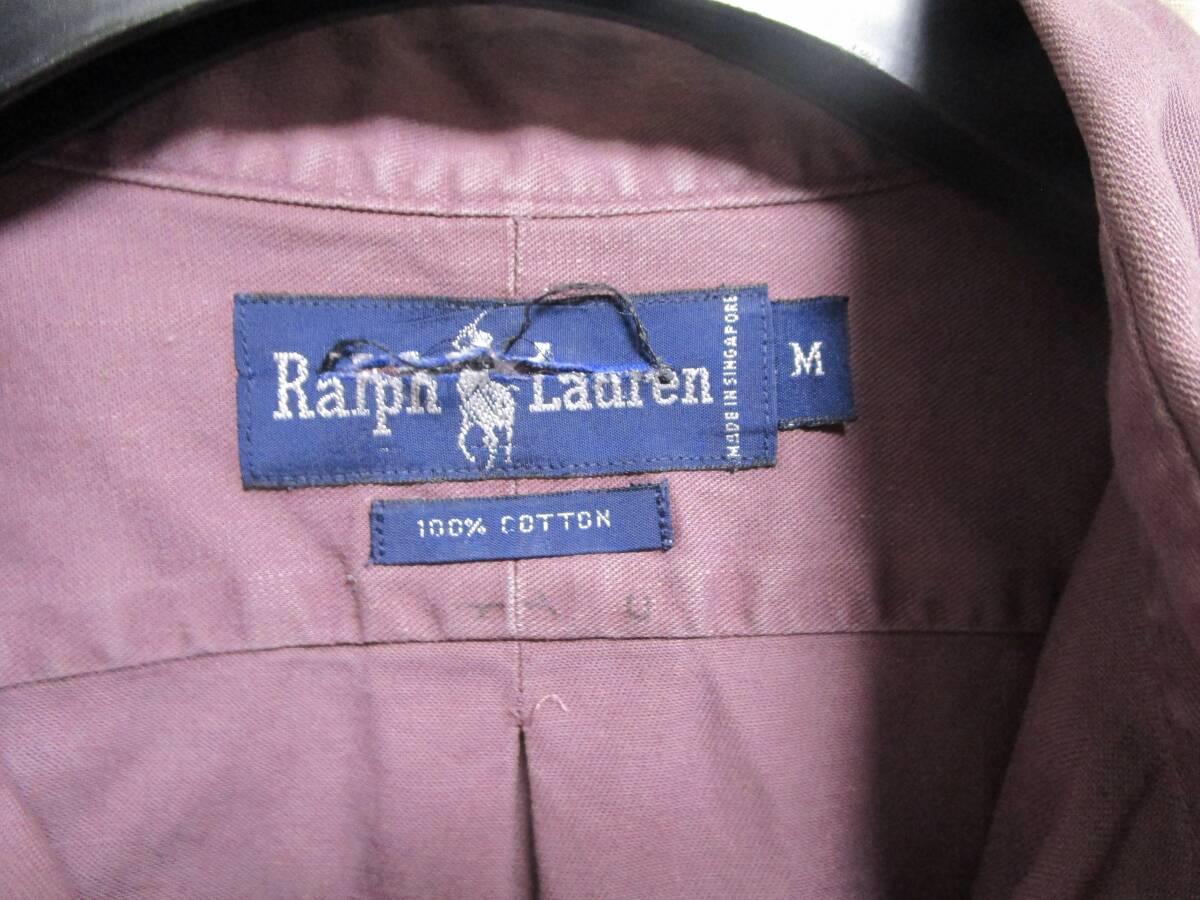 シンガポール製 ラルフローレン メンズ 長袖シャツ ボタンダウン ヴィンテージ USA バーストウ アウトレット購入_画像3