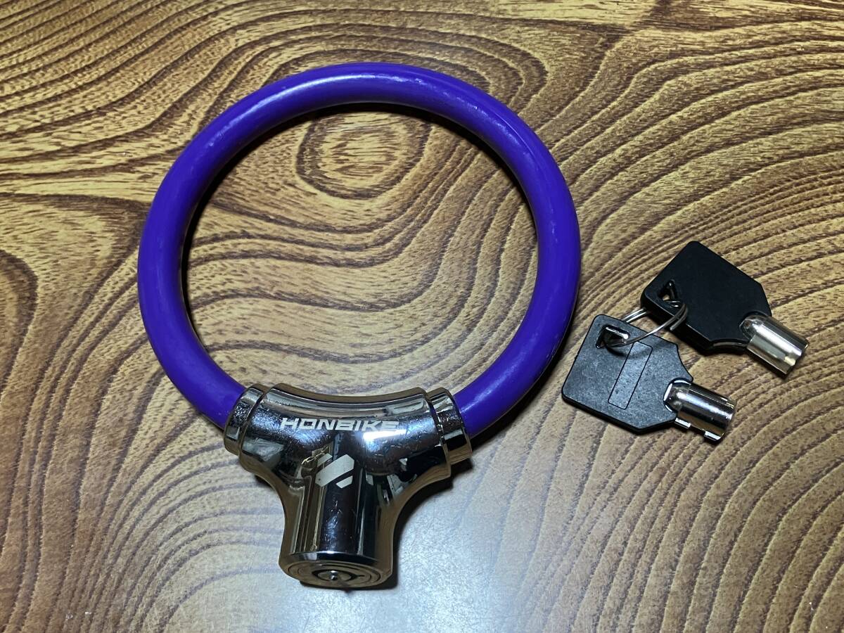 HONBIKE ホンバイク 純正 ロック 自転車 鍵 タイヤロック 紫_画像1