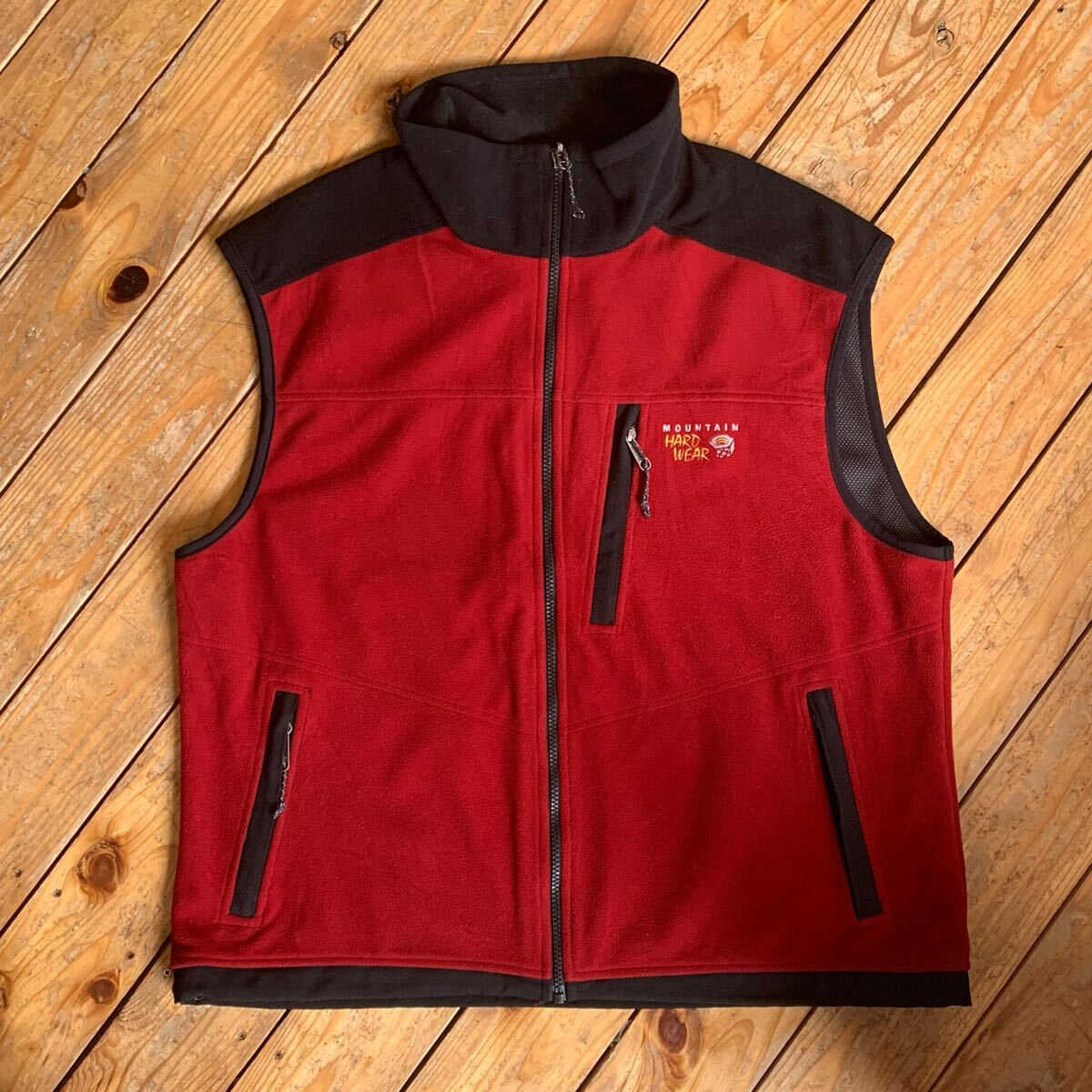 USA古着 マウンテンハードウェア Mountain Hardwear フリースベスト メンズ XLサイズ フルジップ ウィンドストッパー カジュアル J4237_画像1