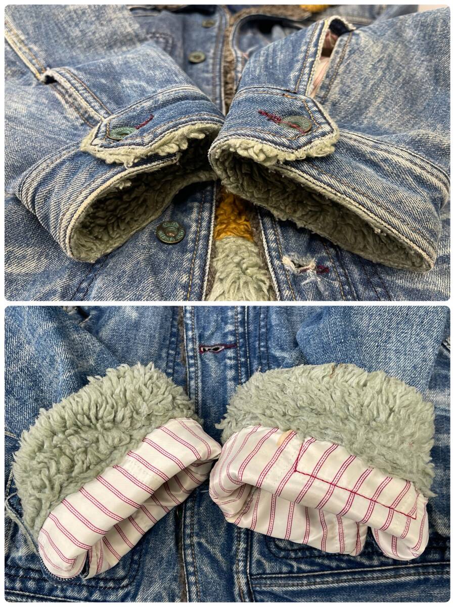 DIESEL ディーゼル XL デニムジャケット ジージャン 裏ボア ブルゾン USED 秋冬 アウター 肉厚 ヴィンテージ加工 DM0001_画像7