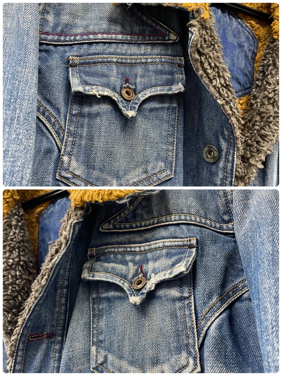 DIESEL ディーゼル XL デニムジャケット ジージャン 裏ボア ブルゾン USED 秋冬 アウター 肉厚 ヴィンテージ加工 DM0001_画像2