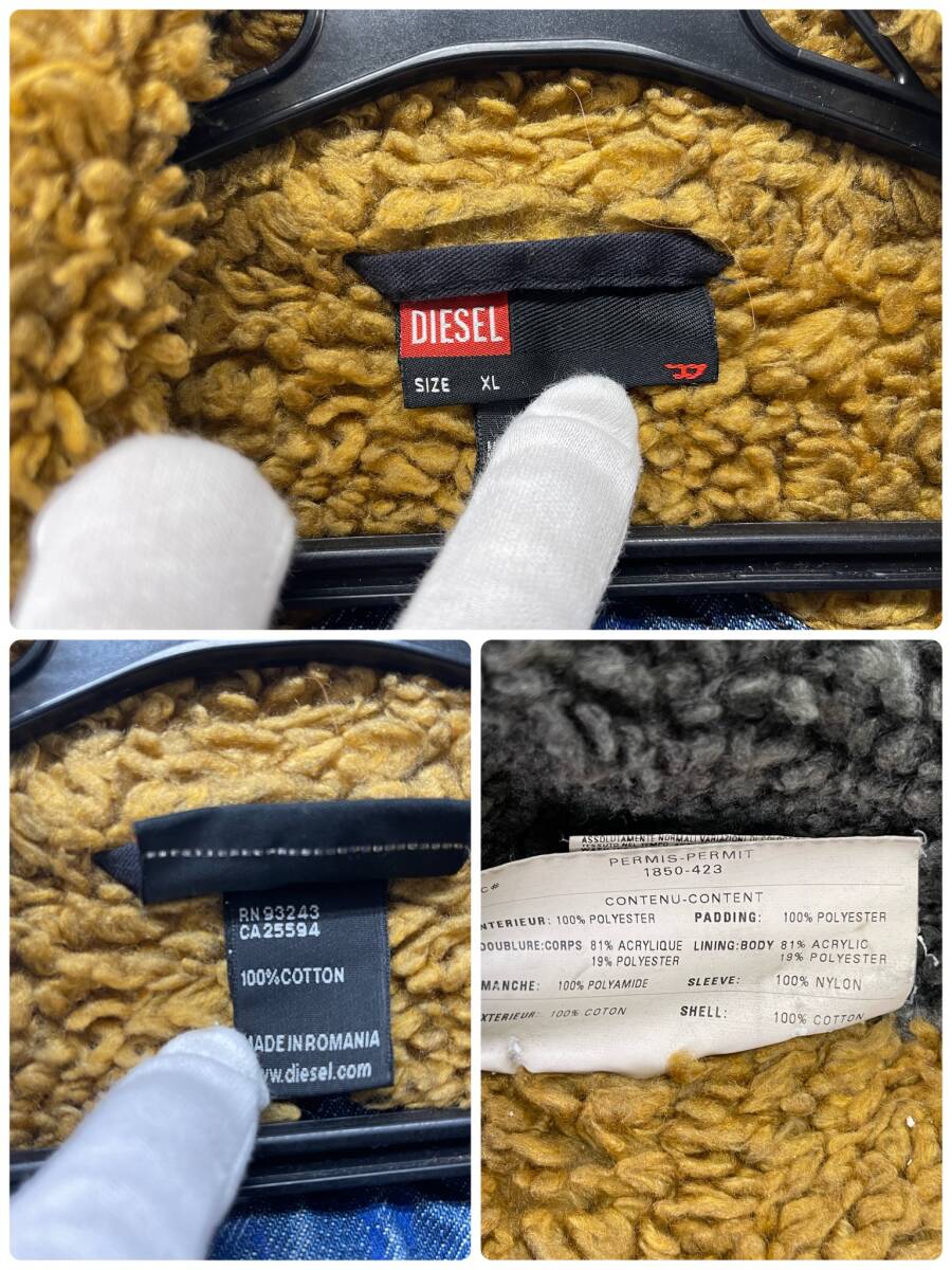 DIESEL ディーゼル XL デニムジャケット ジージャン 裏ボア ブルゾン USED 秋冬 アウター 肉厚 ヴィンテージ加工 DM0001_画像8