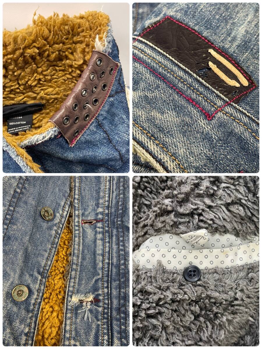 DIESEL ディーゼル XL デニムジャケット ジージャン 裏ボア ブルゾン USED 秋冬 アウター 肉厚 ヴィンテージ加工 DM0001_画像9