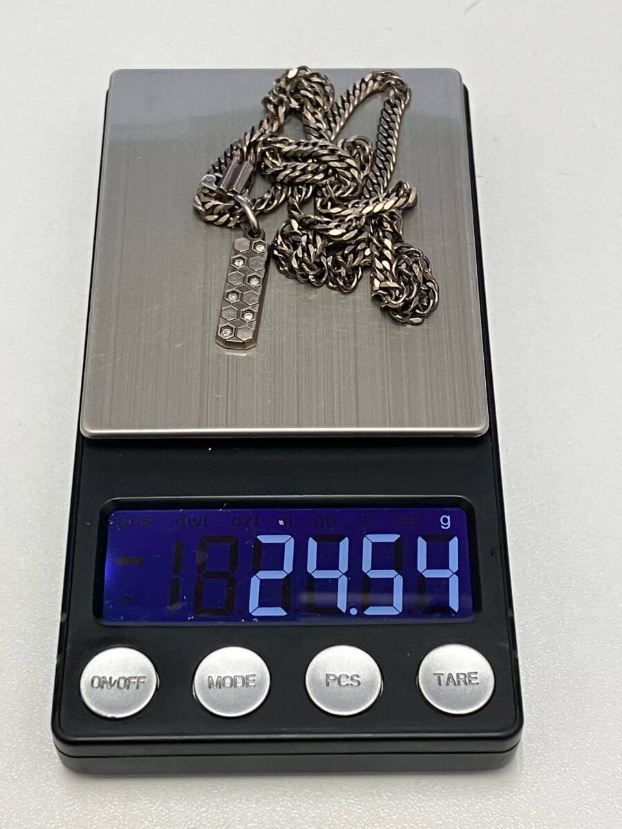 GIIW32 0.12ct 6P ダイヤ ゲルマニウム 重量約24.5g 約50㎝ 喜平 ネックレス シルバー アクセサリー_画像10