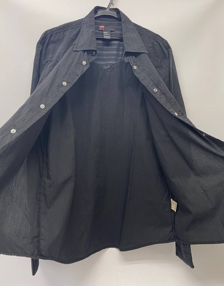DIESEL ディーゼル XL 長袖シャツ ブラック メンズ USED品 管理DM1001_画像7