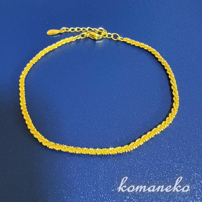 D034 ブレスレット レディース ゴールド キラキラ 上品 シンプル 可愛い アジャスター有り s925 チェーン _画像1