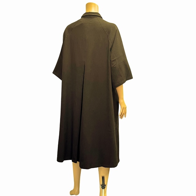新品タグ グレープ横浜元町 grape シャツワンピース 大きいサイズ L～XL 相当 茶 ブラウン 無地 シンプル ゆったり 春 夏 レディース_画像4