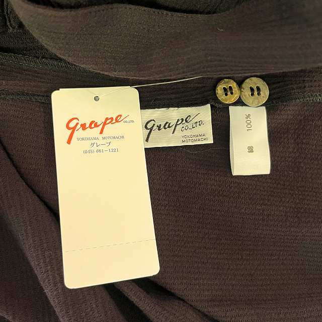 新品タグ グレープ横浜元町 grape シャツワンピース 大きいサイズ L～XL 相当 茶 ブラウン 無地 シンプル ゆったり 春 夏 レディース_画像5