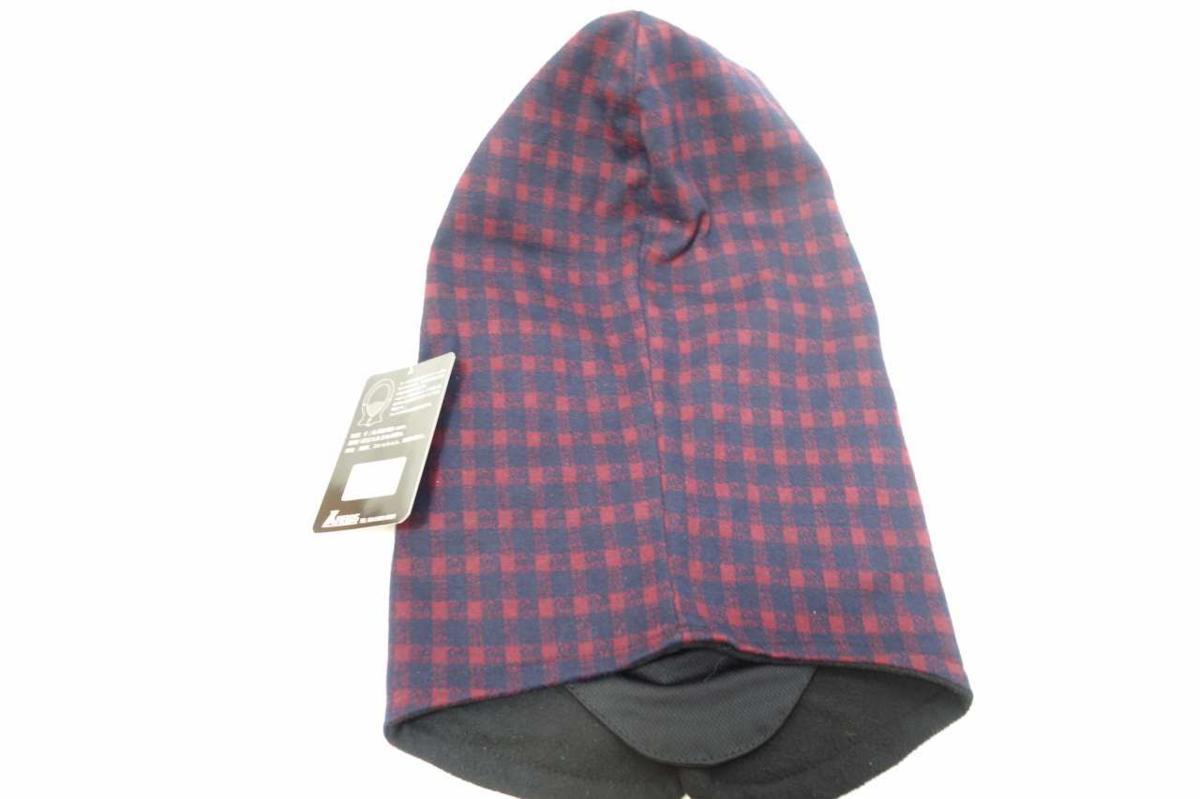 新品 NECK HOODIE 撥水加工フェイスマスク付き リバーシブルネックフーディー ヘルメット装着時にも対応 フリーサイズ レッドチェック_画像7