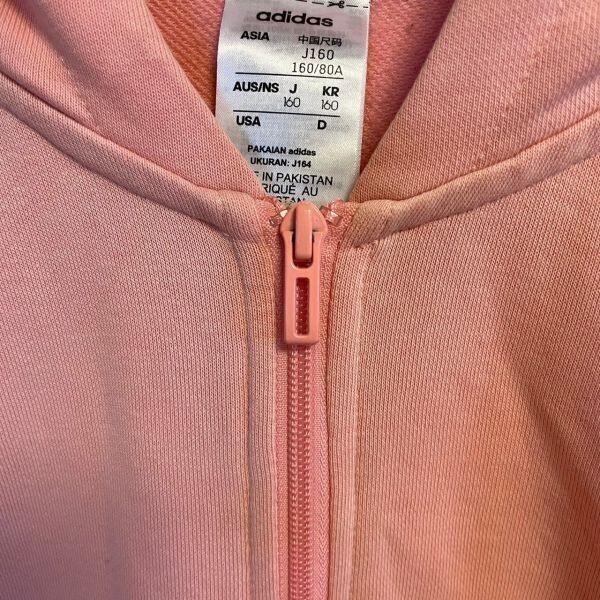 [KWT5627] adidas アディダス ジップパーカー キッズ サーモンピンク 160 60_画像6