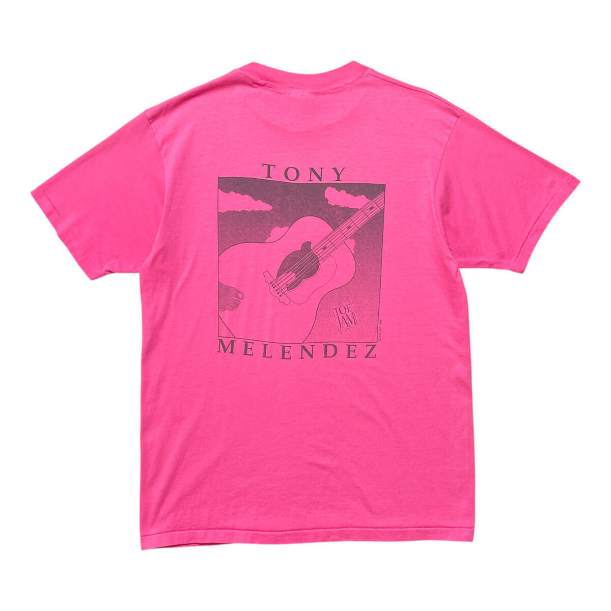 古着 90S USA製 トニーメレンデス Tシャツ ギタリスト プリント ピンク メンズL シングルステッチ ミュージック BA2578_画像2