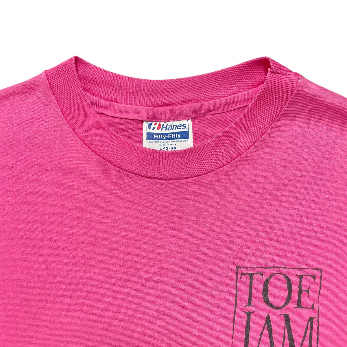 古着 90S USA製 トニーメレンデス Tシャツ ギタリスト プリント ピンク メンズL シングルステッチ ミュージック BA2578_画像3