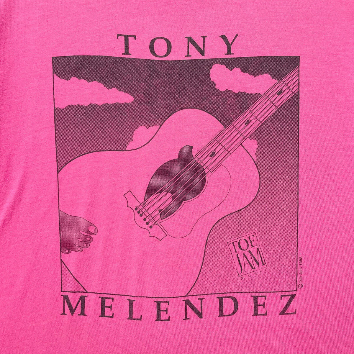 古着 90S USA製 トニーメレンデス Tシャツ ギタリスト プリント ピンク メンズL シングルステッチ ミュージック BA2578_画像6