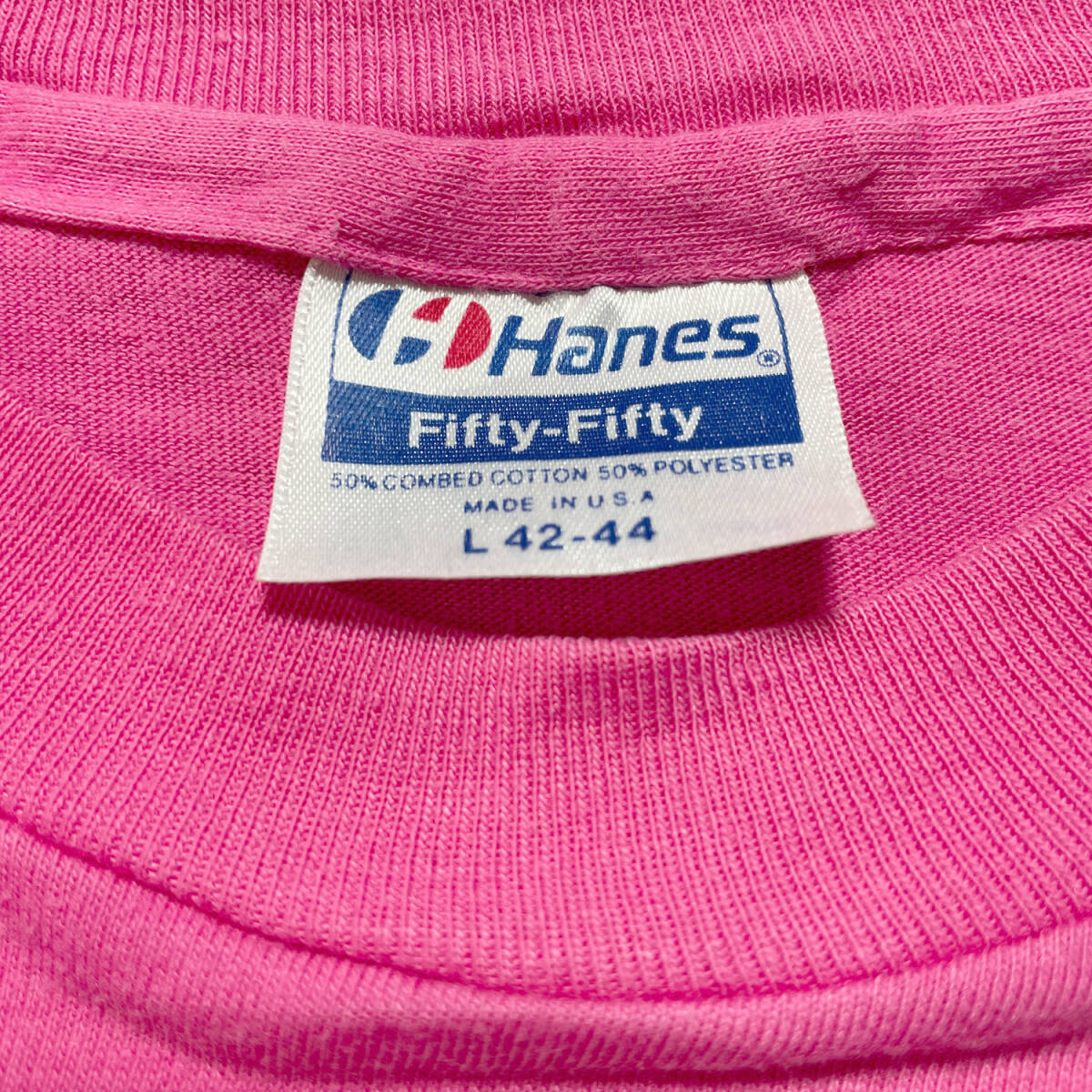 古着 90S USA製 トニーメレンデス Tシャツ ギタリスト プリント ピンク メンズL シングルステッチ ミュージック BA2578_画像8