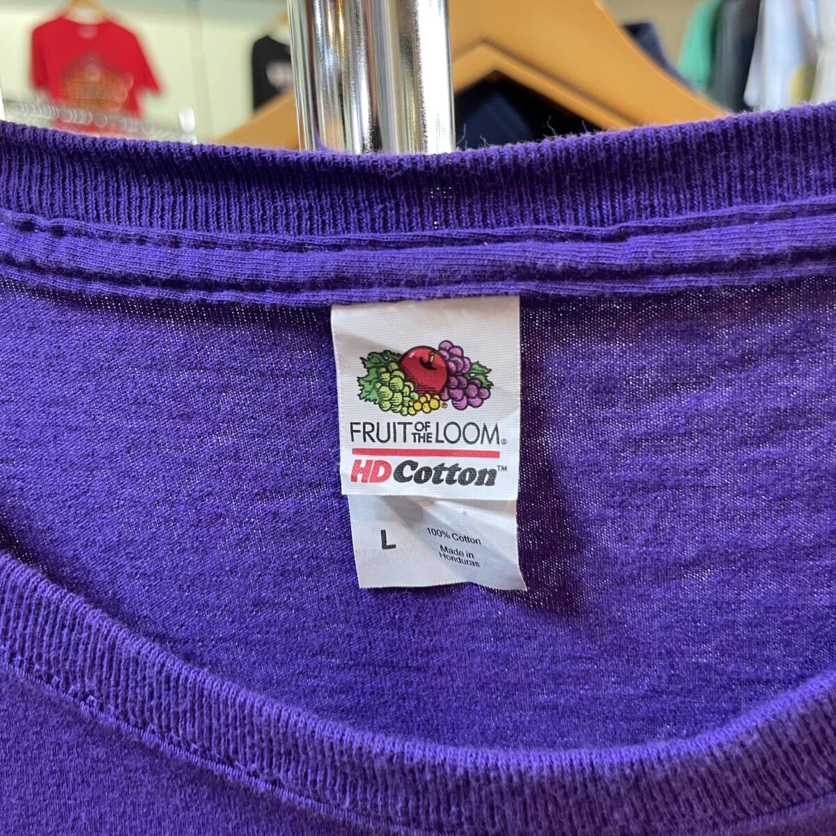 USA 古着 サムズアップ プラネットフィットネス Tシャツ プリント パープル メンズL クルーネック BA2595_画像7