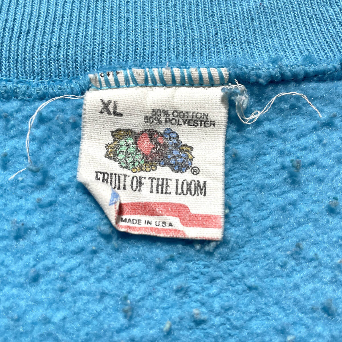USA 古着 90S USA製 ヴィンテージ ニューメキシコ州 タオス クルーネック スウェット トレーナー メンズXL ターコイズ BD0404_画像7