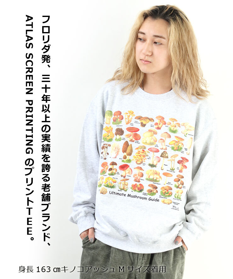 <Lサイズ><ストーンブラック>ATLAS SCREEN PRINTING アトラススクリーンプリント クルーネック スウェットシャツ ASP030001_画像3