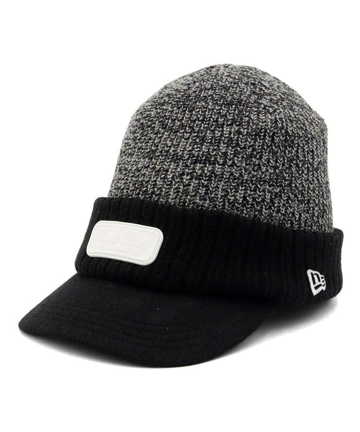 NEW ERA ニューエラ ゴルフ つば付きニット帽 バイザーニット TPUパッチ ブラック 14669031_画像1