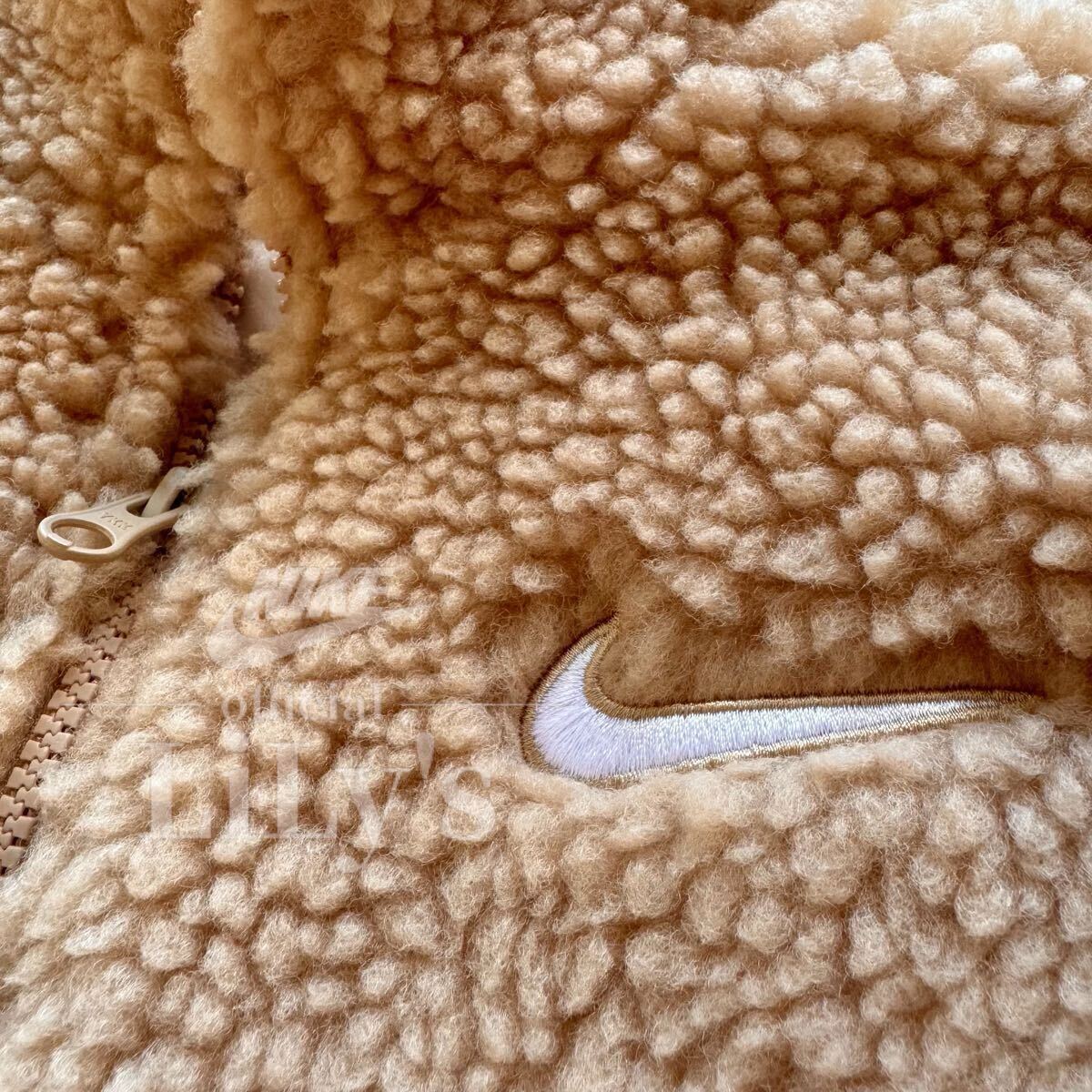 新品未使用　NIKEボアジャケット　Ｓサイズ　ベージュ　スウォッシュ　SWOOSH フルジップ ナイキ フリース　DR5629_画像6