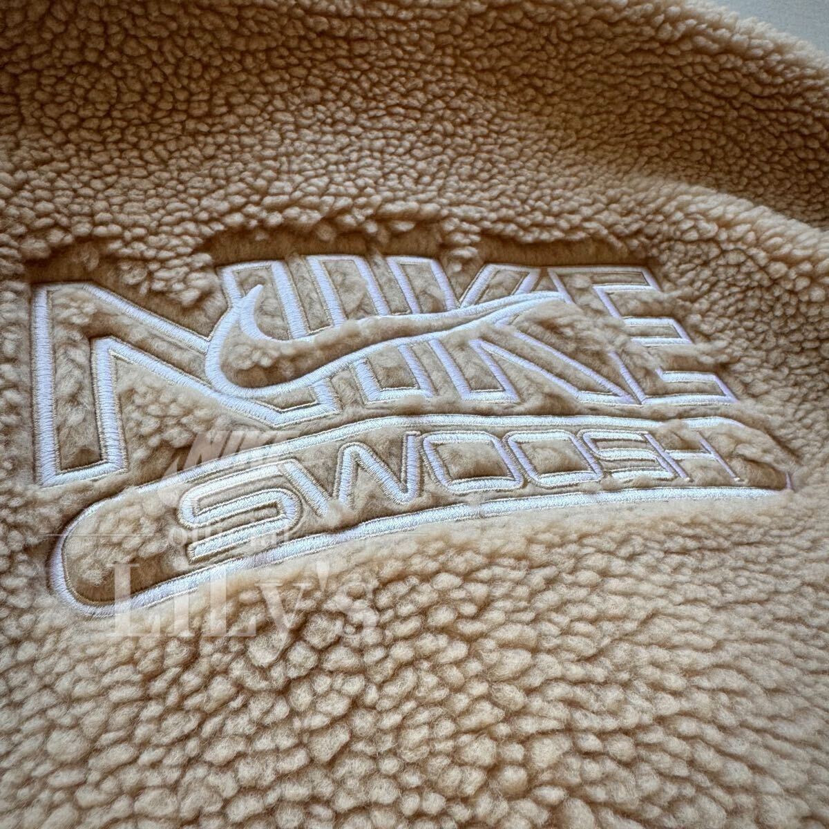 新品未使用　NIKEボアジャケット　Ｓサイズ　ベージュ　スウォッシュ　SWOOSH フルジップ ナイキ フリース　DR5629_画像10
