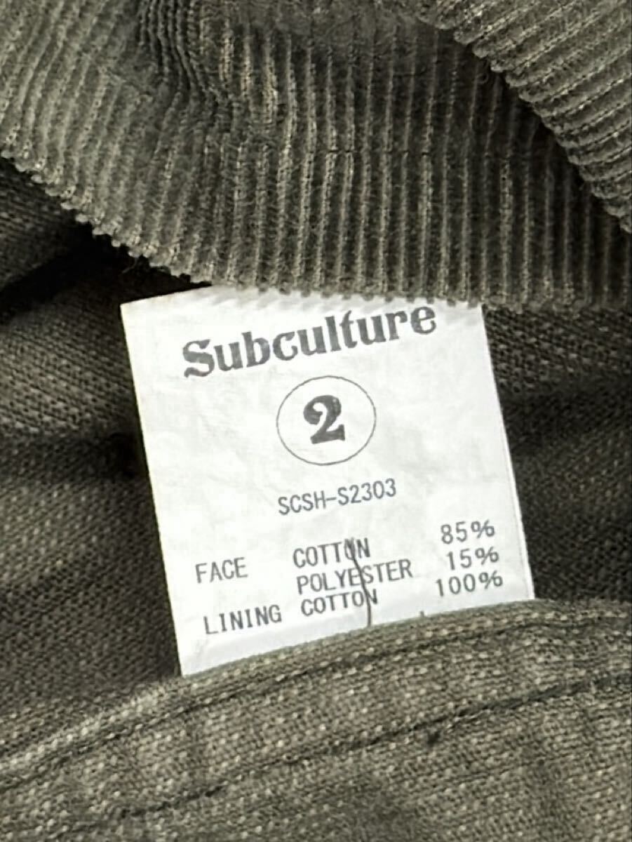 Subculture CORDUROY SHIRT サブカルチャー テンダーロイン コーデュロイ シャツ SCSH-S2303 オリーブ グリーン サイズ2(Lサイズ相当)_画像7