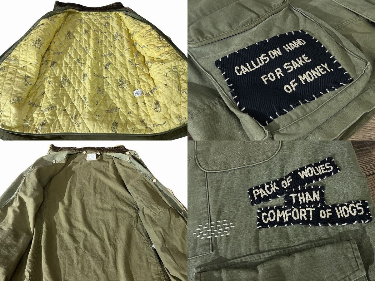 送無 希少 初期 PORTER CLASSIC ポータークラシック HAND WORK MILITARY COAT ライナー エイジング 加工 ハンドワーク ミリタリー コート M_画像9
