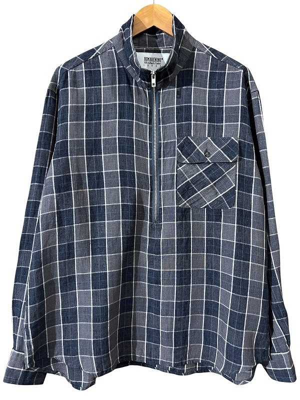 送無 定価28,600 美品 24ss Hombre Nino オンブレニーニョ HN0241-SH0004 PLAID HALF ZIP SHIRT チェック柄 プレイド ハーフ ジップ シャツ_画像2
