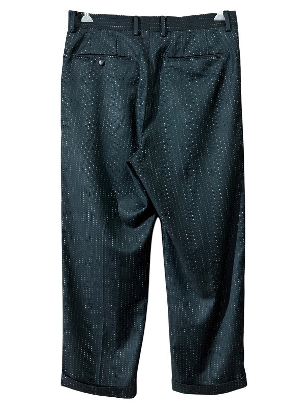 送無 XL 23ss WACKO MARIA ワコマリア DORMEUIL ドーメル社製 GLITTER STRIPED PLEATED TROUSERS ラメ ストライプ スラックス パンツ 緑_画像3