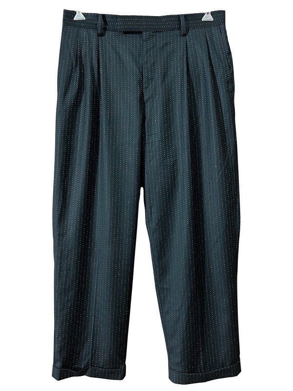 送無 XL 23ss WACKO MARIA ワコマリア DORMEUIL ドーメル社製 GLITTER STRIPED PLEATED TROUSERS ラメ ストライプ スラックス パンツ 緑_画像2