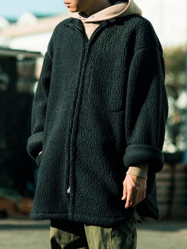 送無 Porter Classic ポータークラシック 19AW FLEECE ZIP UP SHIRT JACKET オーバーサイズ フリース ジップアップ シャツ ジャケット 黒 2_画像5